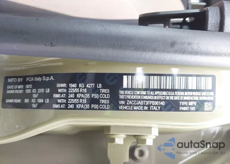 2015 Jeep Renegade Latitude из США, поврежденный, VIN ZACCJABT3FPB96140